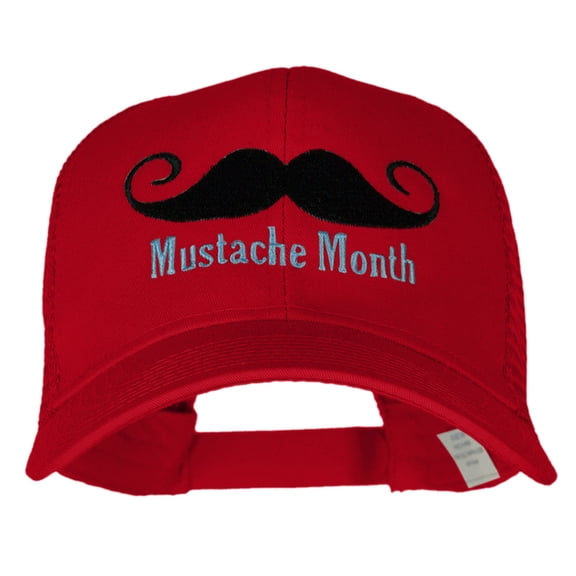 Mustache Month Solid Cotton Prostyle Twill Mesh Cap - Red OSFM