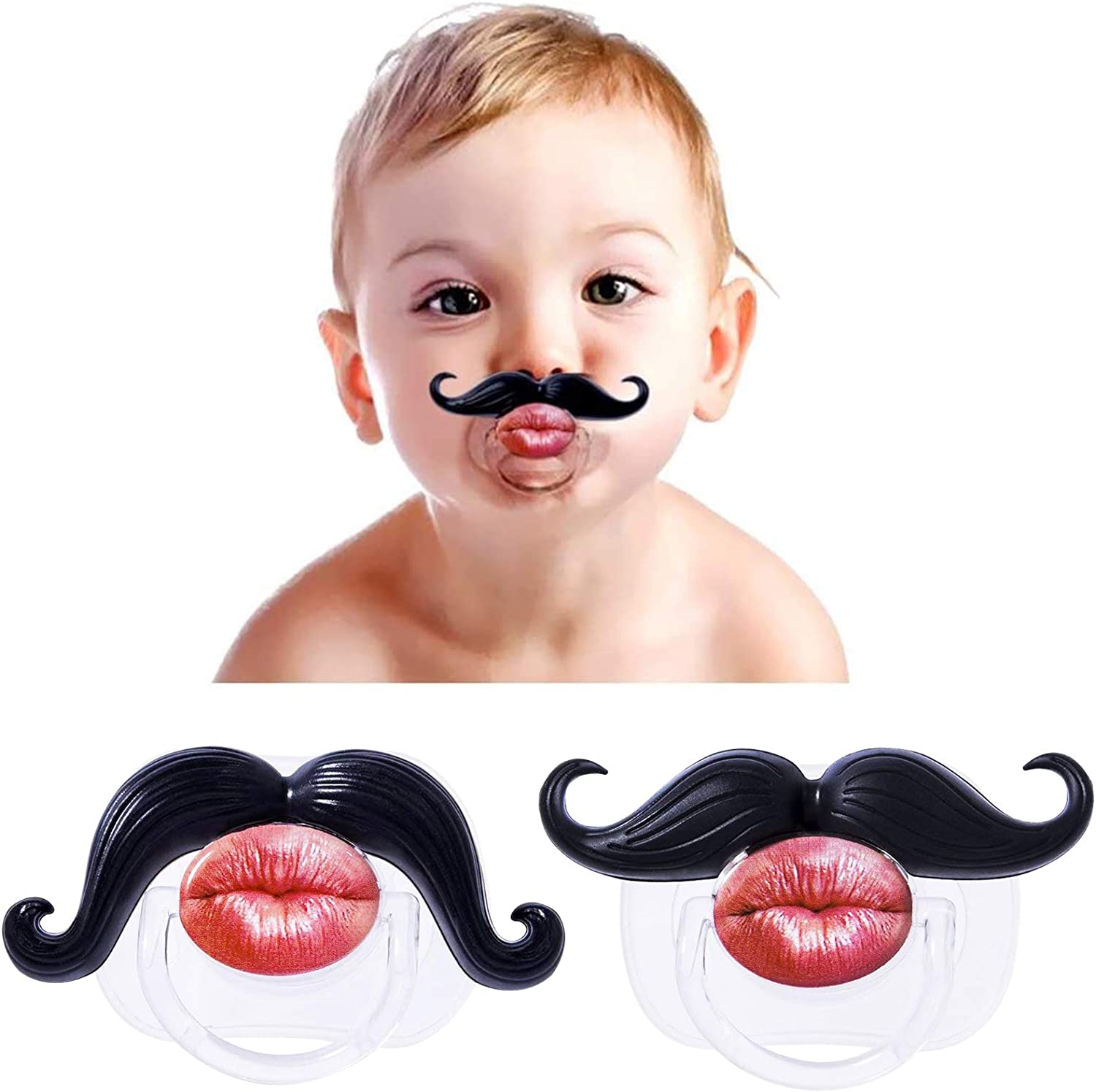 Mustache Pacifier, Funny Gentleman Mustache, Cute Baby Handlebar, Funny