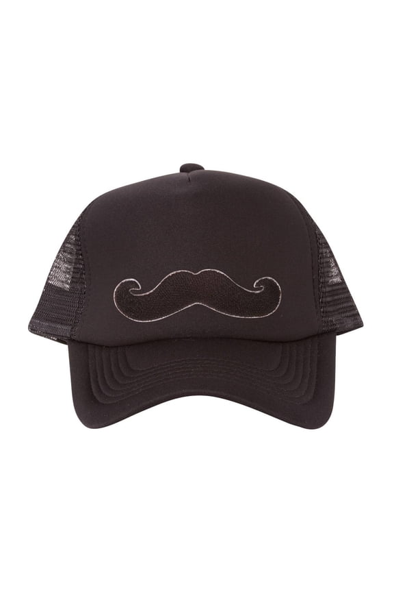 Mustache Patch Trucker Foam Panel Hat, Black