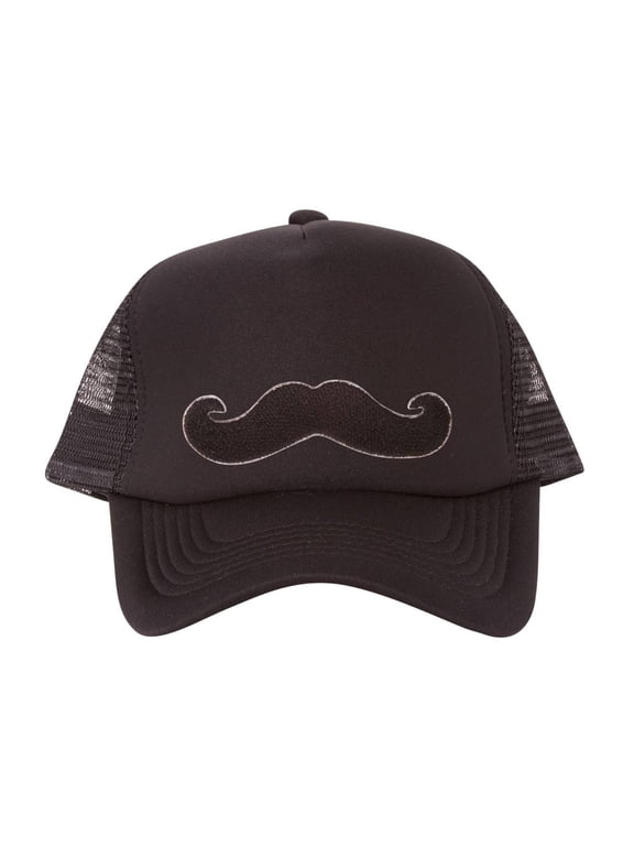 Mustache Patch Trucker Foam Panel Hat, Black