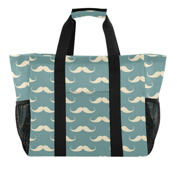 Mustache Reusable Grocery Bags with Handle Side Pocket Waterproof Shopping Portable Tote