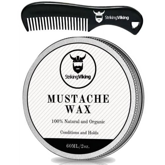 Mustache Wax and Mustache Comb - Beard and Moustache Wax Kit with Strong Hold Na