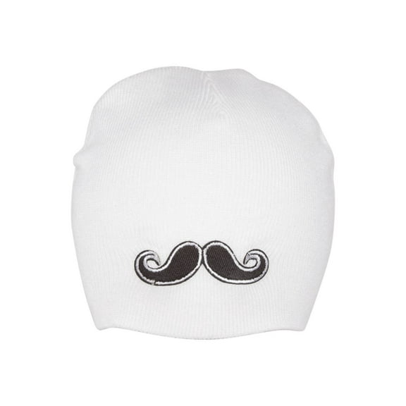 Mustache Winter Beanie - White