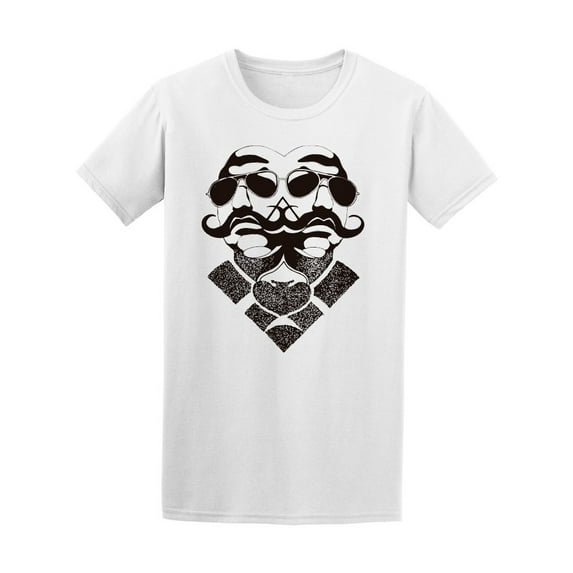 Mustached Guy With Glasses Art T-Shirt Men -Image by Shutterstock, Male Large