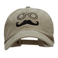 thumbnail image 1 of Mustachio Figure Embroidered Pigment Dyed Wash Caps - Khaki OSFM, 1 of 5