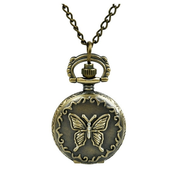 Mustacti Butterfly Pocket Watch Vintage Sweet Temperament Butterfly Pocket Watch Wind up for Women Womens Two Tone Watched Woman