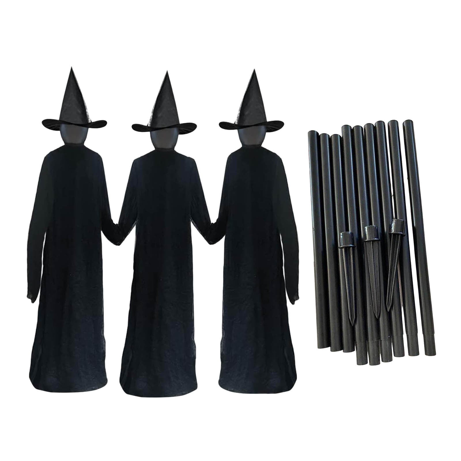 Mustacti Decorations Large Light Up Holding Hands Screaming Witch