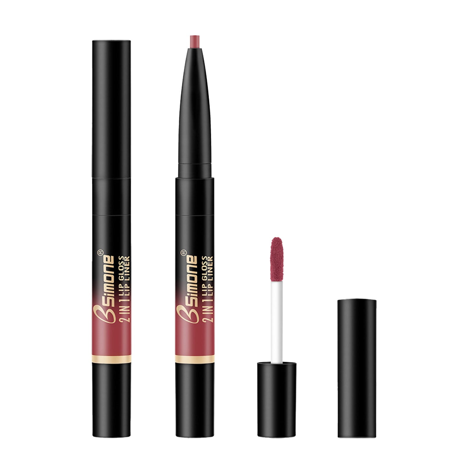 Mustacti Double Head Automatic Lip Gloss Lip Liner Waterproofs Matt