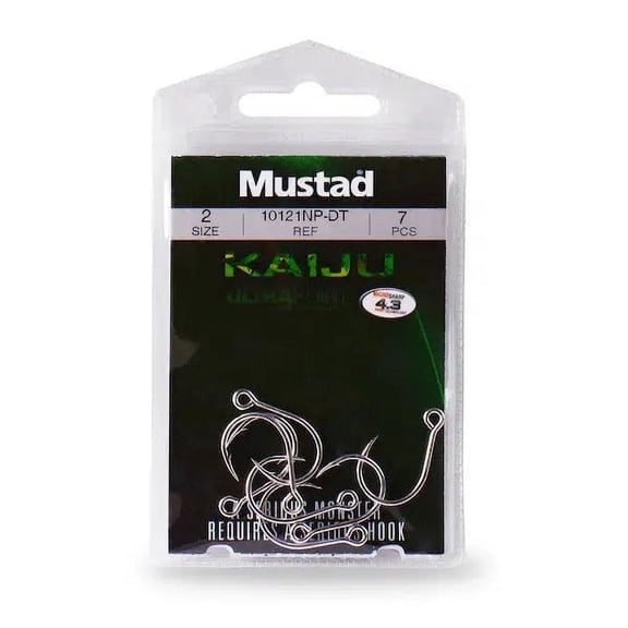 Mustad Kaiju In-Line Duratin Single Hook - 10121NP 2, 7 Pack Hooks
