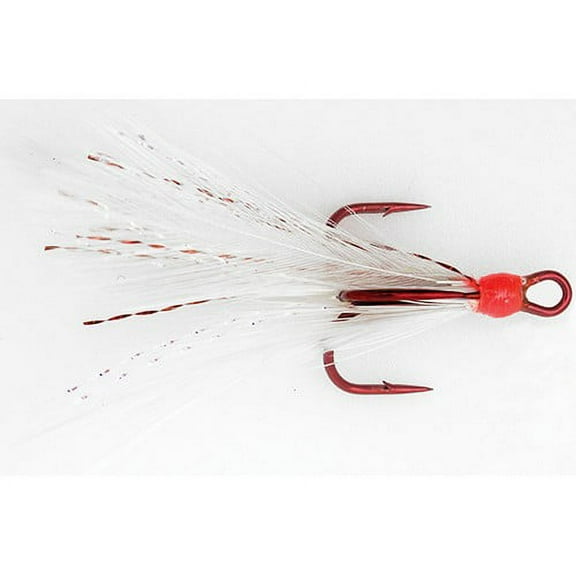 Mustad 102RW-6-2U Dressed Treble - Red Hook / White Feathers #6