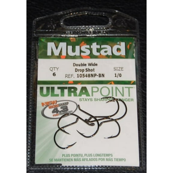 Mustad 10548NP-BN Double Wide Live Bait KVD Dropshot Hook - Size 1/0