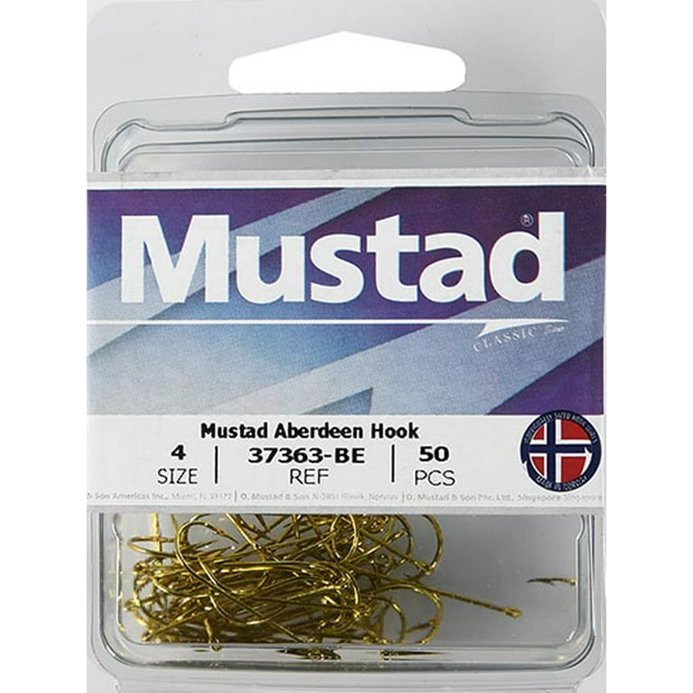 Mustad 1x Fine Wire Aberdeen Hook - Size: #4 (Blonde) 50pc