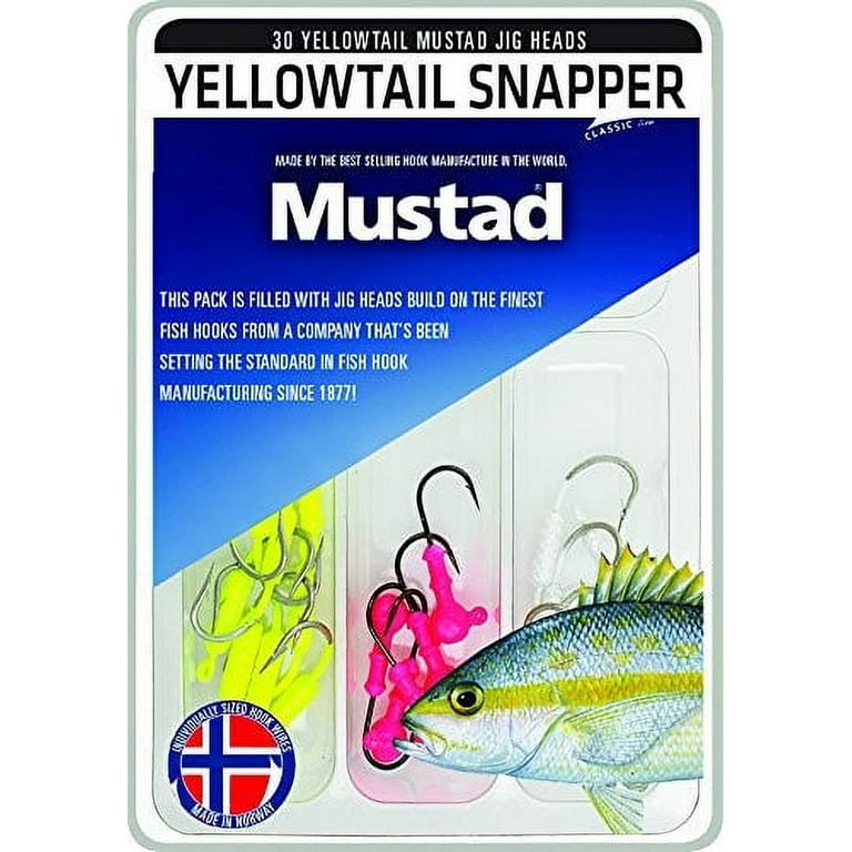 Mustad 30ct Assorted Yellowtail Snapper Fishing Jig Kit 