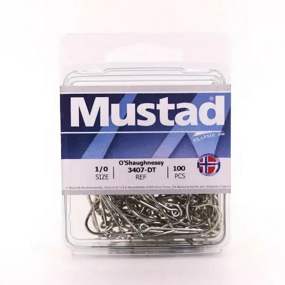 Mustad 3407-DT-10/0-100 Classic O'Shaughnessy Hook, Size 10/0, 100pk