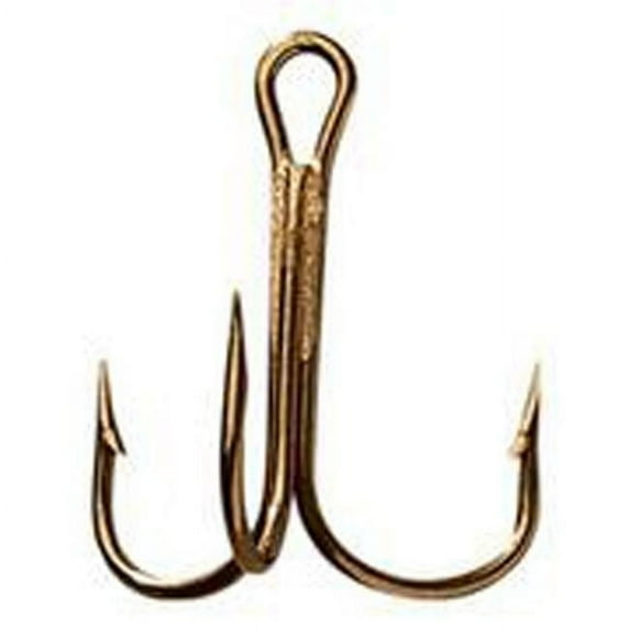 Mustad 3551BR-6 by 0-25 Bronze Ringeye Sport Treble Hooks, Size 6 by 0 - Box of 25