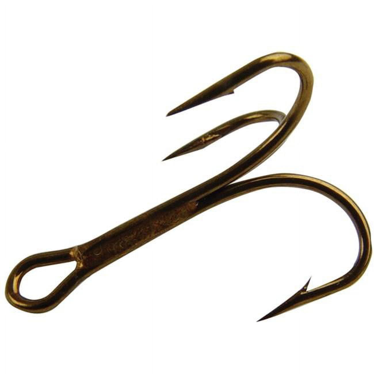 Mustad 3551BR-8-25 Bronze Ringeye Sport Treble Hooks, Size 8 - Box