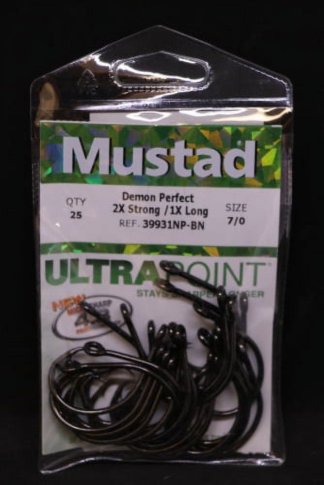 Mustad 39931NP-BN Demon Perfect Circle Inline Hook 2X Strong - Size 7/0 ...