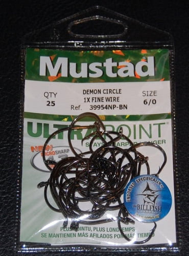 Mustad 39954NPBN-80 Ultra Point Demon Perfect Circle Hooks Size 8/0 Pack of  6
