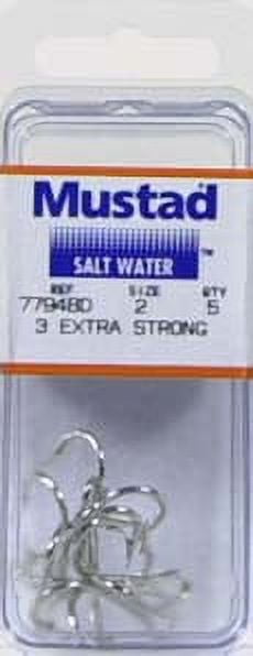 Mustad 3x Strong Treble Hook (Durasteel) - Size: #2 5pc