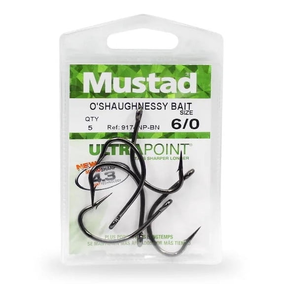 Mustad 9174NP-BN-6/0-100U O'Shaughnessy Bait Fishing Hooks Needle