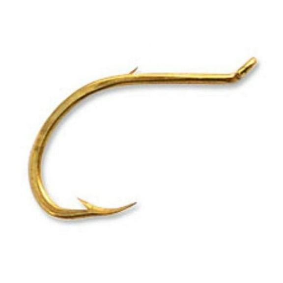Mustad 92178 Salmon Egg, 3X Strong, Extra Short With Slice, Reversed, Up Eye Classic Hook - Gold - 10 Per Pack