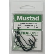 Mustad Big Bite Worm Hook - 3/0 Size, Black Nickel, 5pc, Freshwater and Saltwater Fishing