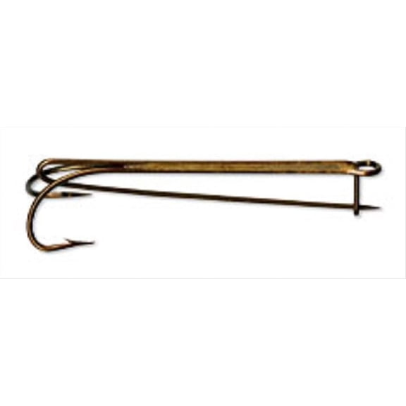 Mustad Classic Double Live Bait/Liver Hook with Extra Long Shank and Safety Pin (Pack of 10) 1/0 Bronze