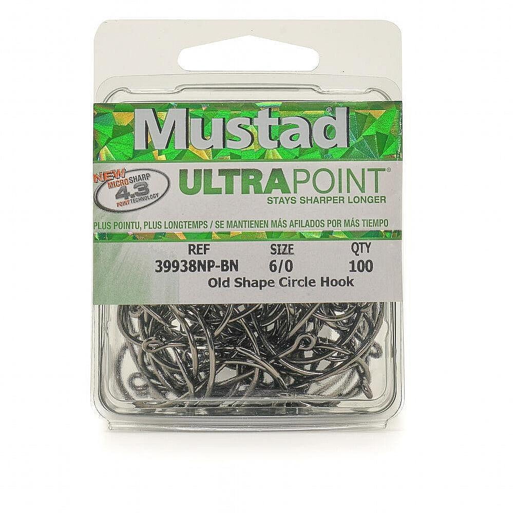 Mustad Demon Circle in Line Wide Gap 1X Fine Wire Hook (100 Pack), Black/Nickel, Size 7/0