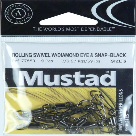 Mustad Diamond Eye with Snap Fishing Equipment 9 Pack, Size 6