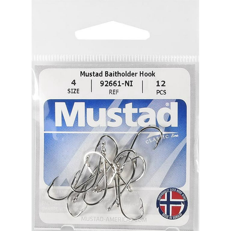 Mustad Down Eye Baitholder Hook (Nickel) - Size: 1/0 10pc