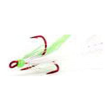Mustad Dressed Treble Red, White, Chartreuse feathers 2 Pack