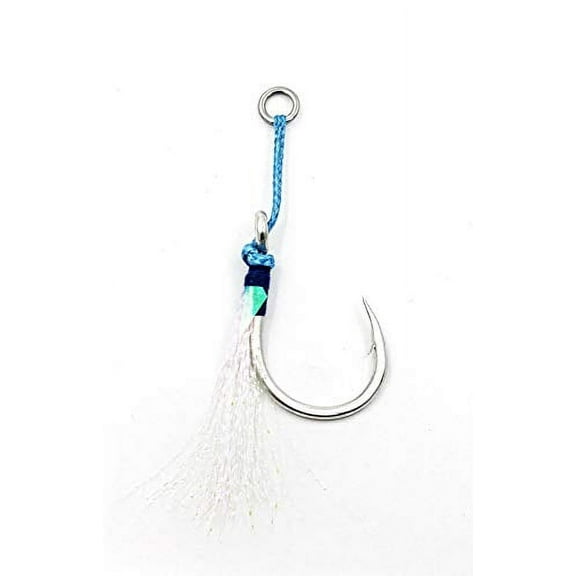 Mustad J-ASSIST5-3/0-3 Ocean Camo Assist Rig, Blue w/ Flash & Ring