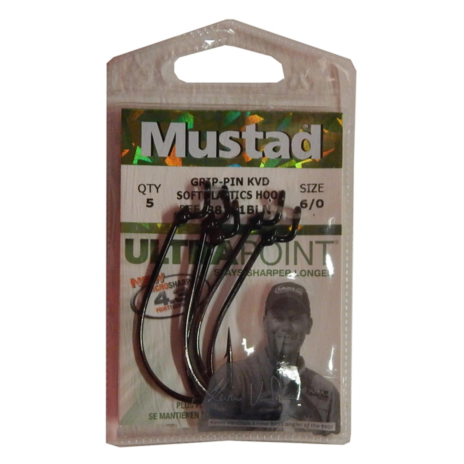 Mustad KVD Grip-Pin Soft Plastics Hook Black Nickel (5 Pk) 