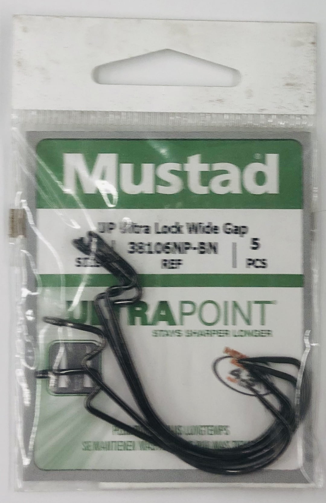 Mustad Light Wire Ultra Lock Soft Plastics Hook (Black Nickel) - Size: 3/0 5pc