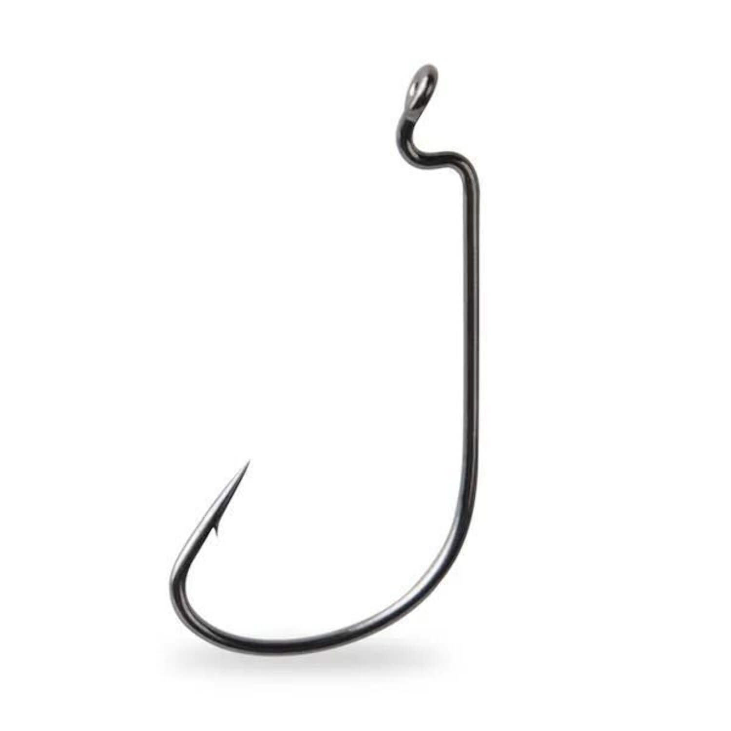 Mustad UltraPoint Mega-Bite Wide Gap Hooks - Offset Shank, Pack Of 25, Size 1/0 - Perfect For Soft Plastic Baits