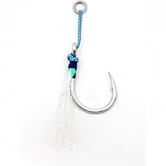 Mustad Ocean Camo Assist Rig, Blue with Flash & Ring -10881NP-DT - 3PK 11,0 Hooks