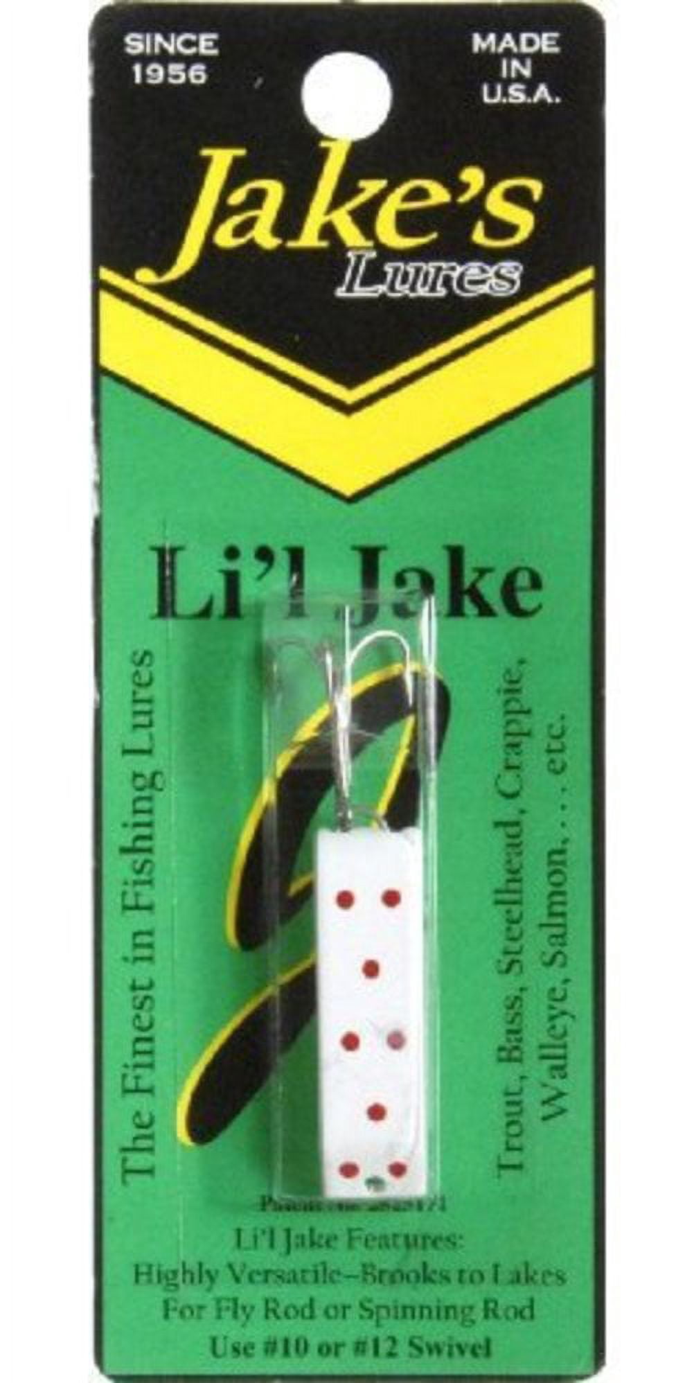 Jake's Spin-A-Lure 1/6oz White w Red Dots