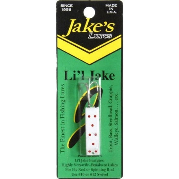 Jake's Spin-A-Lure 1/6oz White w Red Dots
