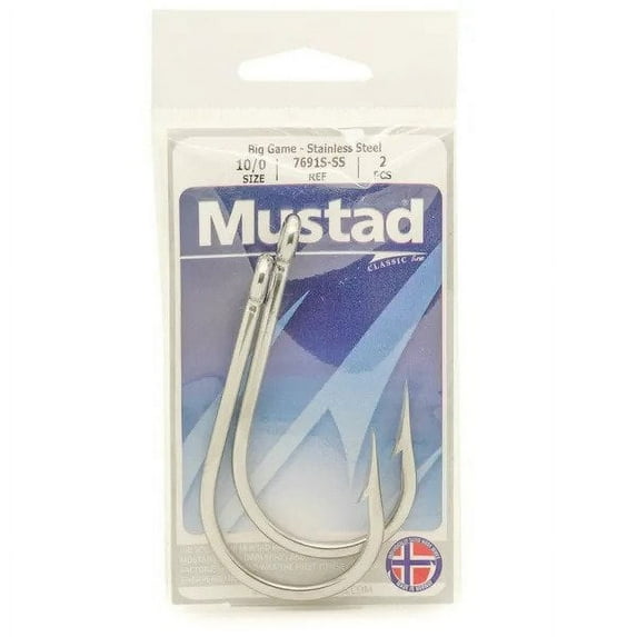 Mustad Southern & Tuna Hook, Size 9/0, Forged, 2Pk