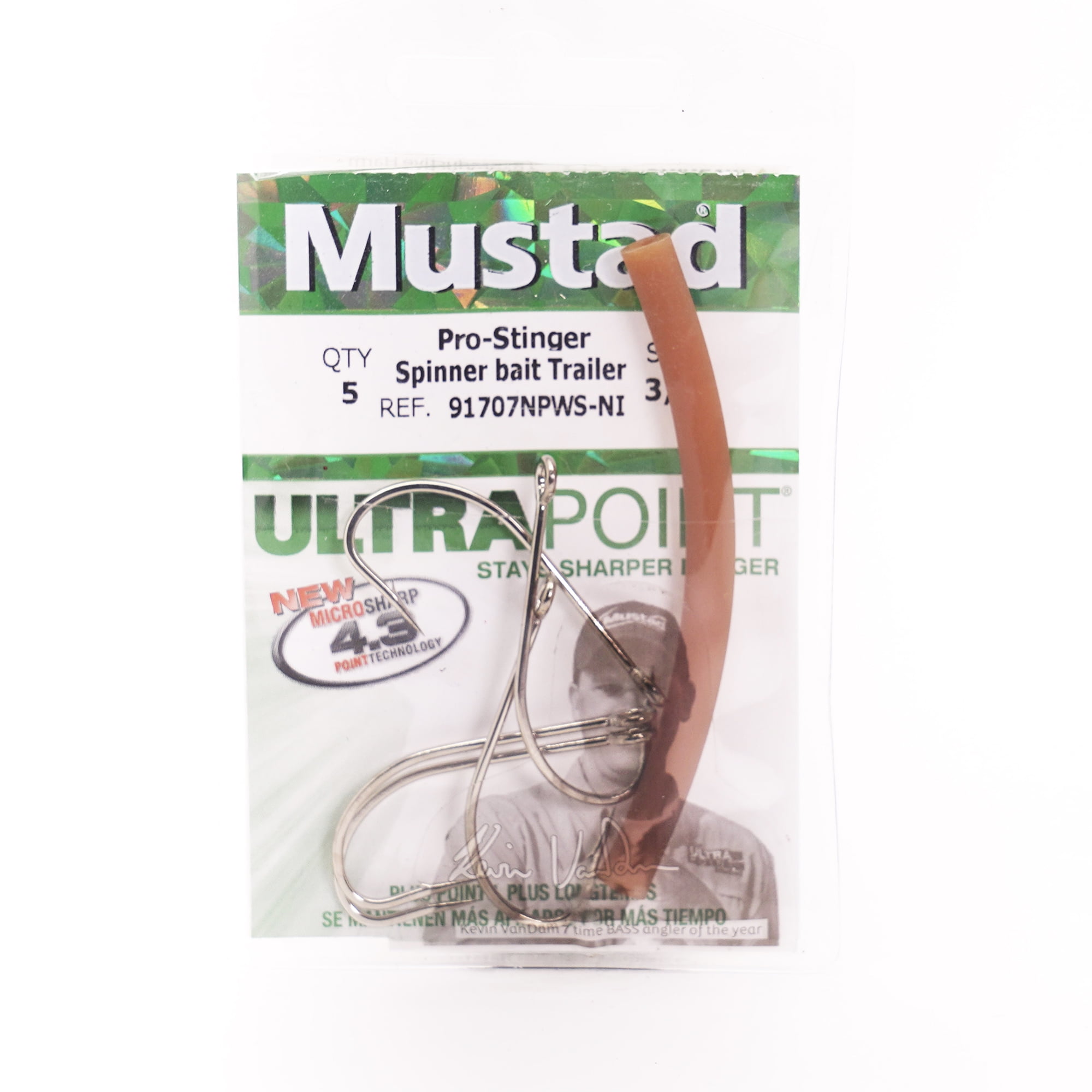 Mustad Spinner Bait Trailer Hook with Stopper Tube 5 Pack - Size 3/0