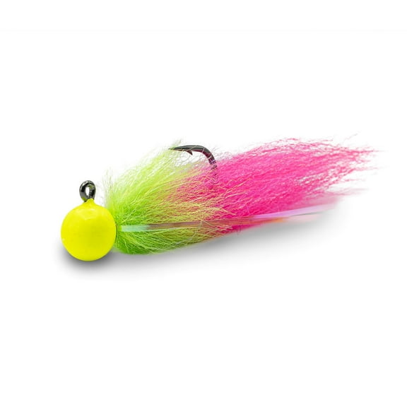 Mustad Tailout Twitcher Jig, 3/4oz, UV Chartruese-Anadro Green Chartruese-Brilliant Pink