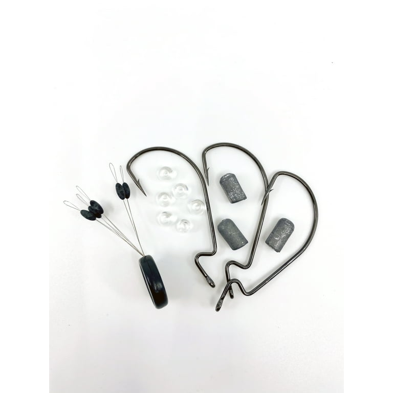 Bass Fishing Worm Hooks - 50pcs Offset Shank Hooks 3X Strong High Carbon Steel