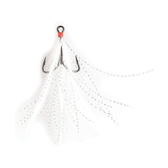 Mustad Triple Grip Dressed Treble Hook #6 Black Nickel Hook/White Feathers 2PK