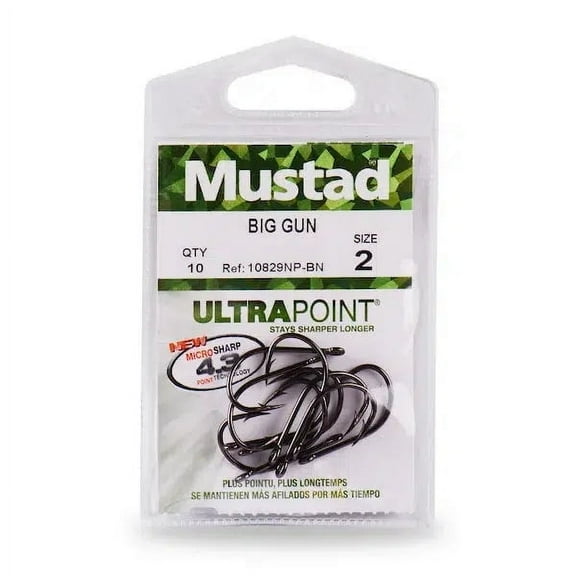 Mustad Ultrapoint 10829NP Big Gun Bait Hook - Black Nickel - 25 Per Pack