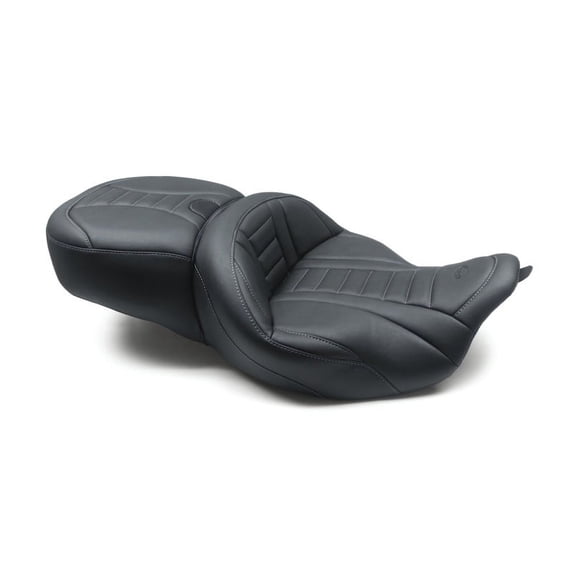 Mustang 08-21 Harley Electra Glide/Rd Glide/Rd King 1PC Seat Deluxe - Black w/ Grey Stitching
