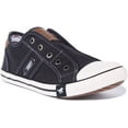 thumbnail image 1 of Mustang 1099-401 Women's Washed Canvas Slip On Trainers In Black Size 7, 1 of 6