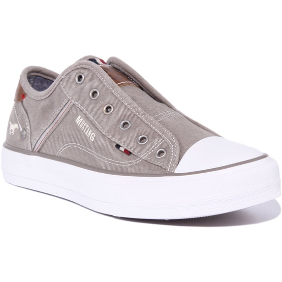 Mustang 1272-401 Women's Canvas Slip On Casual Sneakers In Grey Size 5.5