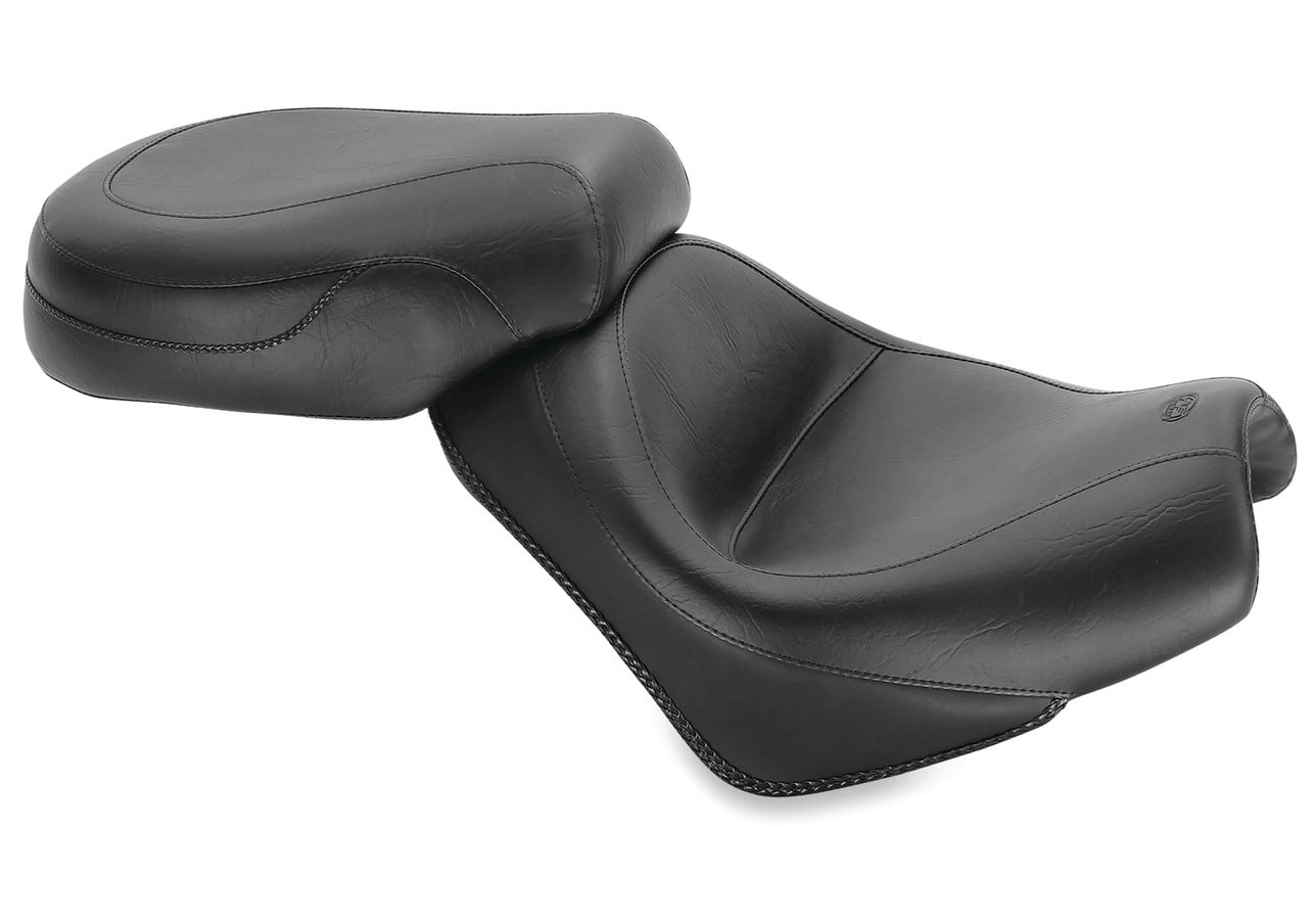 Mustang 2-Piece Wide Vintage Black Motorcycle Touring Seat (75921)