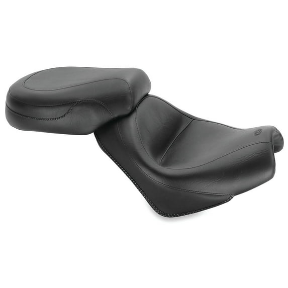 Mustang 2-Piece Wide Vintage Black Motorcycle Touring Seat (75921)