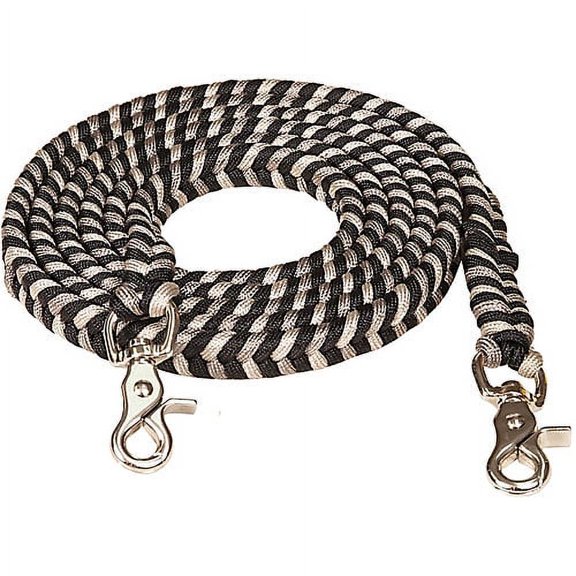 Mustang 3/4in x 8ft Braided Contest Rein Blk/Sil